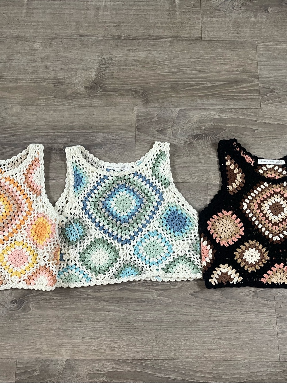 3 Altered state Crochet Crop Tops  small new